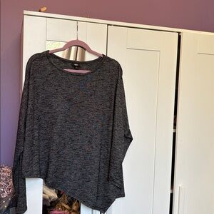 Gray Asymmetrical Long Sleeve Top